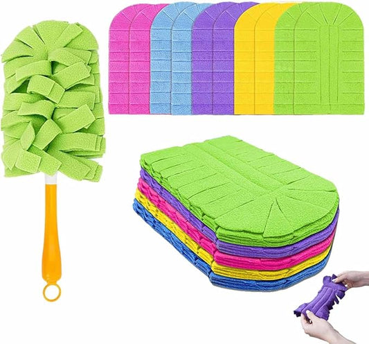 360°Electrostatic Duster Refills — The Sustainable Choice for a Dust-Free Home, Reusable & Washable Microfiber Duster Heads with Strong Electrostatic Adsorption,for Home (1 Handle + 10 Refills)
