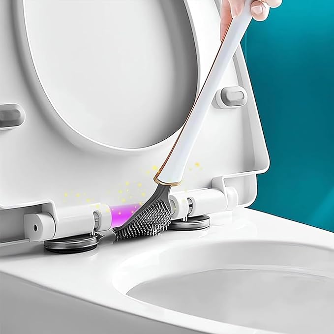 2025 New Modern Flexible Silicone Toilet Caspa for Home，Silicone Toilet Bowl Brush & Holder Set, Wall Mounted Cleaning Kit with Dispenser, Flexible & Hygienic Bathroom Scrubber for Home (#A+B)