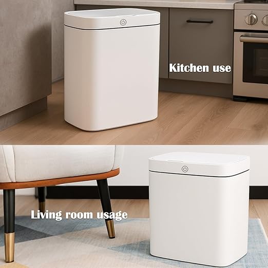 3.2 Gallon White Intelligent Sensor Garbage bin, Supports Multiple Opening Methods, Waterproof Design, Odor Proof Design, Fast Response, Suitable for Kitchen, Living Room, Bedroom, Office, etc