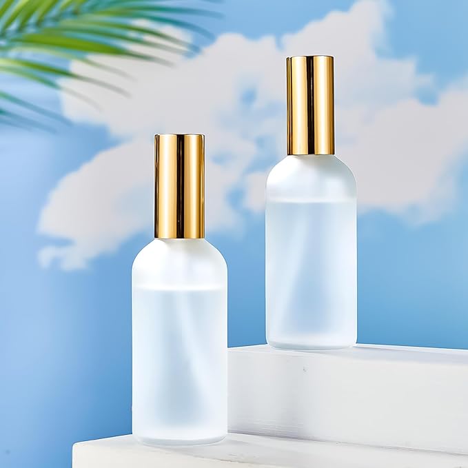 Tessco for you 20 Pcs 3.4 oz/100 ml Glass Spray Bottles Empty Perfume Atomizer Refillable Clear Decorative Empty Bottles with Fine Mist Sprayer Pump for Face Body Travel(Gold)