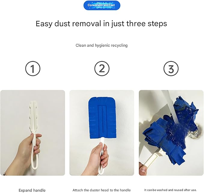360° Electrostatic Duster Refills with Duster Handles, Reusable Duster Refills Washable Hand Duster, for Cleaning, Office, Ceiling Fan (1 Handle + 20 Refills)