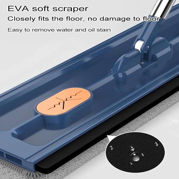 AQWEI Large Flat Mop with Bucket, 54" Large Flat Mop with Wringer, Wet and Dry Large Flat Mop with 4 Microfiber Pads (White)