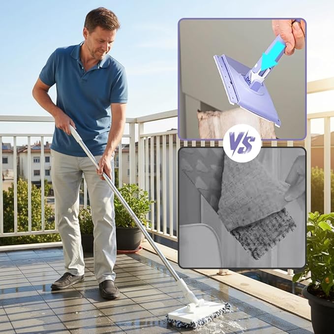 2026 Snap Grip Mini Mop Upgraded with 10 Pads| Zero Touch Hands-Free Cleaning Mop|27.5” & 36.5” Adjustable Handle Flat Dust Mop for Bathroom,Corners,Windows|No Wash, Wet & Dry Use (36.5”Purple)