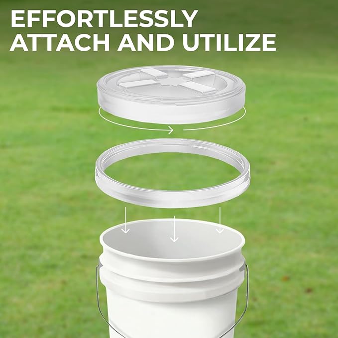 5-Gallon Blue Bucket Pail with Gamma Seal Screw on Airtight Lid, Metal Handles with Plastic Grip for Easy Carrying, Easy Stack and Store, Heavy-Duty 90MIL Extra Durable, Food Grade, BPA Free - 2 Pack