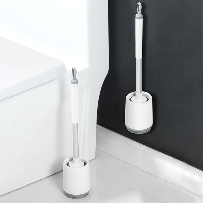 2 Pack Toilet Bowl Cleaners, Toilet Brush and Holder Set,Silicone Toilet Cleaner Brush,Toilet Scrubber with Floor Standing & Wall Mounted with Ventilated Holder for Bathroom Deep Cleaning