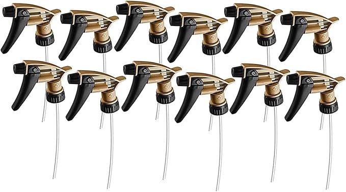 Force 5 Model 320 ARS Trigger Sprayer (12) Pack. Heavy Duty Acid Resistant Trigger Sprayer, Black/Gold, 9-1/4" Dip Tube, 28mm Neck Finish