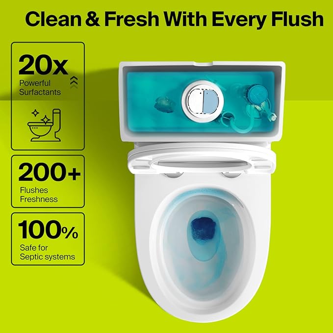 Auto Toilet Bowl Cleaner Tablets, 21 Tabs, Automatic Long-Lasting Blue Toilet Tank Cleaner, Septic-Safe, Helps Reduce Hard Water Stains, Easy to Use