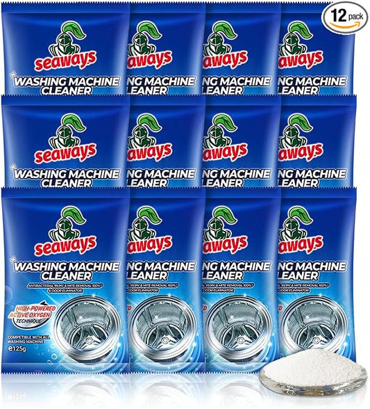 Washing Machine Cleaner Powder 12 Pack - Deep Clean Solution for HE Top Load and Front Load Washers, Descaler for Drum, Tub & All Internal Parts - 12 Month Supply
