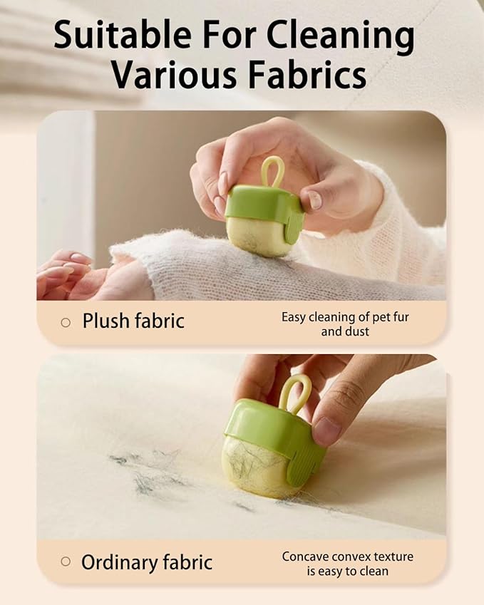 2Pcs Mini Lint Remover Roller, Reusable Lint Gel Roller, Washable Pet Dog Cat Hair Remover for Clothing, Pet Hair, Dust, Lint, Travel and Home Use(Green+Beige)