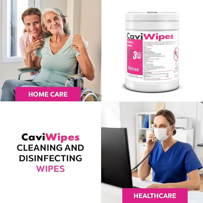 Metrex CaviWipes Disinfecting Towelettes Canister Wipes, 160 Count, White