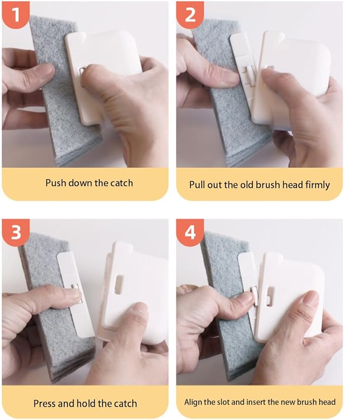Heideryafei Window Track Cleaning Brush with Hidden Scraper for Sliding Door and Window Tracks, Shutters, Kitchen Sink Cleaning