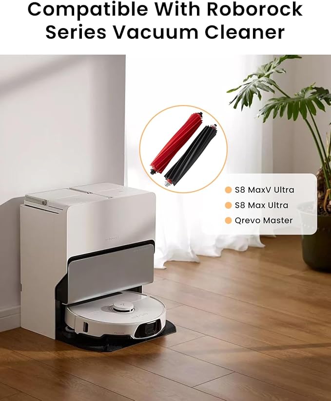 2 Pack Main Brush Roller Brushes for Roborock S8 MaxV Ultra, S8 Max Ultra, Qrevo Master, Qrevo Slim Vacuum Cleaner Accessories, Roller Brush Accessories Kit - Dual S8 Max Roller Main Brushes