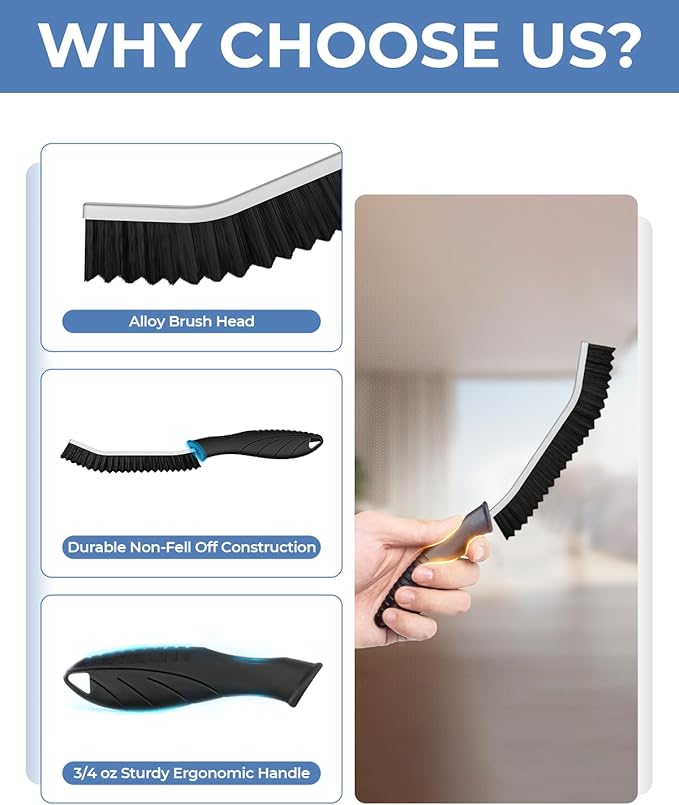 Cleangor Crevice Cleaning Brushes, Cleaner Scrub Brush Tool for Hard to Reach Tight Space, Home Essentials, Serrated Scrub Brushes, Cleaning Supplies for Shower, Bathroom, Kitchen, Toilet (6, Black)