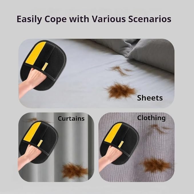 Sibkuy Cat Hair Remover Furniture,Electrostatic Pure Path Pet Dog Hair Remover Glove for Dogs Cats,Reusable & Washable Yomi Pet Hair Removal Gloves for Furniture Clothes, Couch, Carpet, Car Seat, Bed