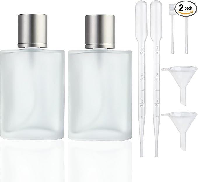 YU FENG Glass Perfume Bottles Empty Refillable Atomizer 2 Pack 100ml/3.4oz（Cylinder）