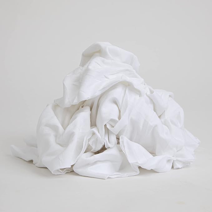 Arkwright W43 Cotton Tshirt Rags - 10 lb Box - Soft Lint Free Cloths for Cleaning, Streak & Scratch-Free, Professional Grade Wiping Towels for Polishing, Painting, and Staining, White