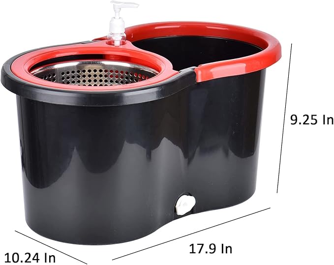 Spin Mop and Bucket with Wringer Set，360° Spin Mop and Bucket System with 3 Replaceable Microfiber Mop 61" Handle Household Cleaning Tools for Wet and Dry,Set of 2