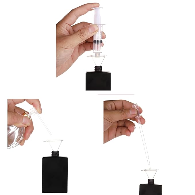 6 Pack 30ml / 1 Oz Black Assorted Refillable Perfume Bottle, Portable Square Empty Glass Perfume Atomizer Bottle Spray Applicator with 4 kinds of perfume dispenser(6 Pack 30ml / 1.01 oz. Black )