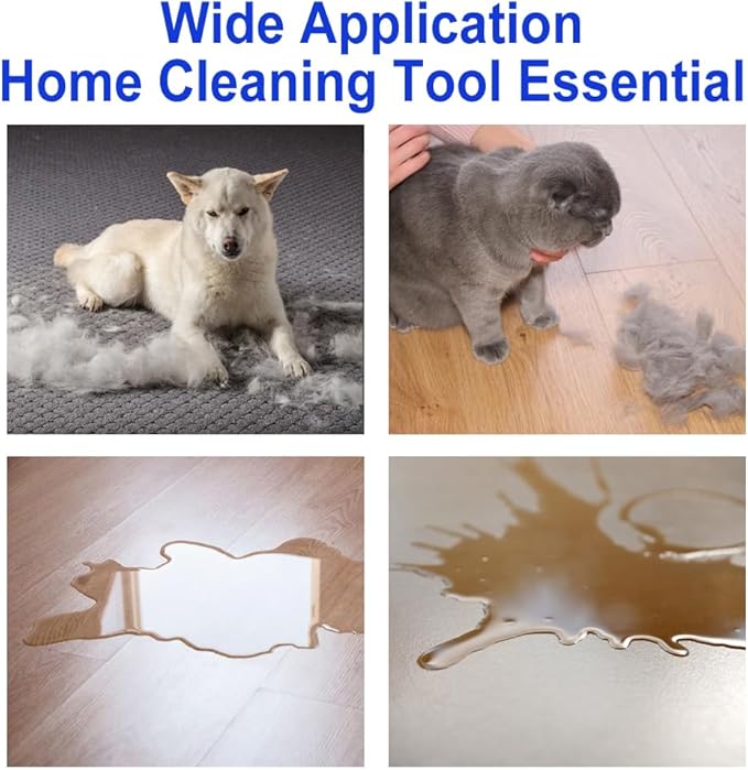 AODOZO Pet Hair Removal Broom - with 58" Telescopic Handle Broom with Squeegee - Fur Hair Remover Tool for Carpet Rugs, Mats. Hardwood, Tile, Window