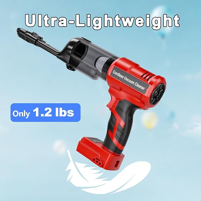 Adisipsoarin Cordless Vacuum Cleaner for Milwaukee M18 18V Battery, Electric Handheld Vacuum Cleaner with 105AW Powerful Suction, Portable Vacuum Cleaner for Floor, Carpet, Car(Battery Not Included)