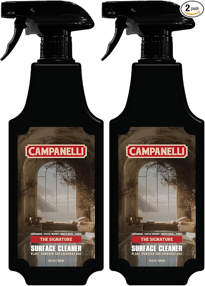 CAMPANELLI Plant-Powered Surface Cleaner Bundle, The Signature Scent – Non-Toxic, Food-Contact Safe, Eco-Friendly – 20 oz (Pack of 2)