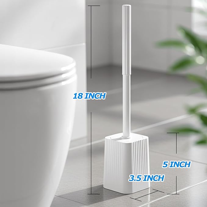 FORASTO 2Pack Toilet Bowl Brush and Holder Set - Toilet Scrubber Brush,Cleaning Brush,Bathroom Decor,Household Essentials,Cleaning Supplies,Home Essentials,White