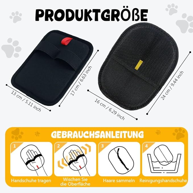 Electrostatic Gloves for Pet Hair Removal, Electrostatic Pet Hair Removal Gloves Brush for Pets Hair, Reusable Cats & Dogs Grooming Gloves for Hair Removal (Yellow*C, 2)