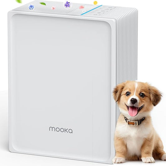 Air Purifiers for Home Large Room Up to 1300 Ft², MOOKA HEPA Air Purifier for Home Pets with Washable Pre-Filter, Fragrance, Air Cleaner for Pet Hair Odor in Bedroom, Dorm Room, Office, White