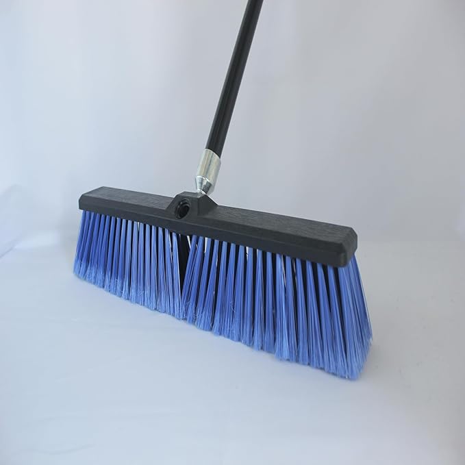 FRAXIR 3PCS Push Broom Head Outdoor Large Stiff Bristle Broom Head - Excellent Cleaning Performance - Easy Installation Broom Head(Blue, 18 inches)