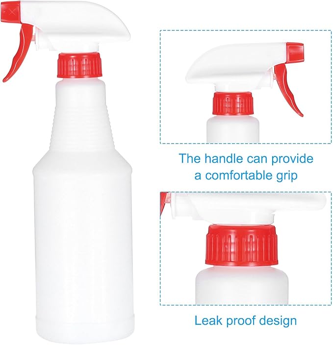 PATIKIL 500ml/16oz Plastic Spray Bottles, 2pcs Adjustable Nozzle Leak Proof Empty Water Mist Stream Sprayer for Cleaning Solutions Plants Hair, Red