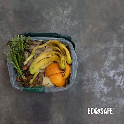 EcoSafe-6400 HB1617-6 Certified Compostable Bag - Small 16x17” Green Bags for 2.5 Gallon Bin - Extra Strong Leak, Puncture and Tear Resistant Food Scraps Bin Liners, Pack of 720