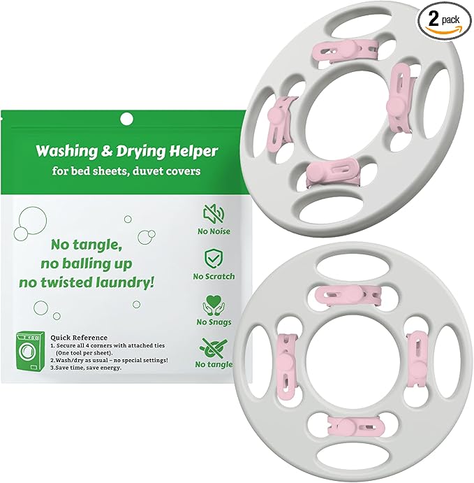 2 Pcs Bed Sheets Detangler，Reduces Blankets Laundry Tangle No Wads Wrinkles Holders for Corners Washer and Dryer Tangles Free Save Drying Time Reusable Wash Helper Bedsheets Gadgets Accessories