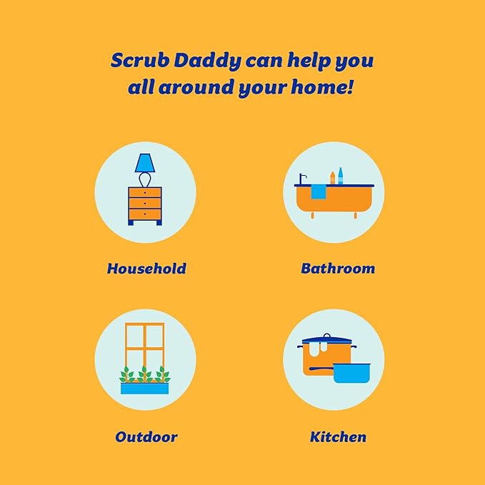 Scrub Daddy Original Dish Sponge Twin Pack, Smiley Face Sponges for Cleaning & Washing Up - Multipack Kitchen Non Scratch Scourers with FlexTexture Firm & Soft Scrubbing, Dishwashing Scrubber - Yellow