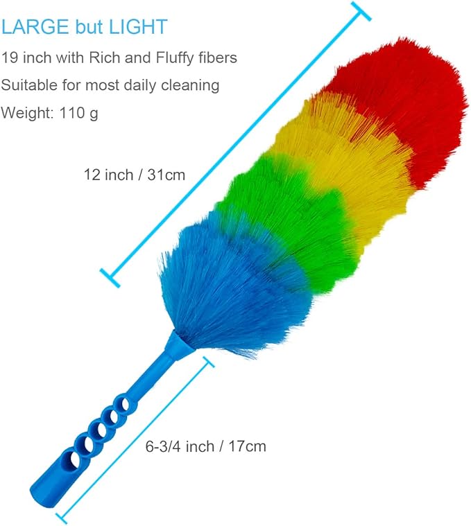 Tockrop 2 Pack Upgrade 19” Static Duster Beandable and Washable - More Fibers Bigger Head Less Loss of Fiber Duster