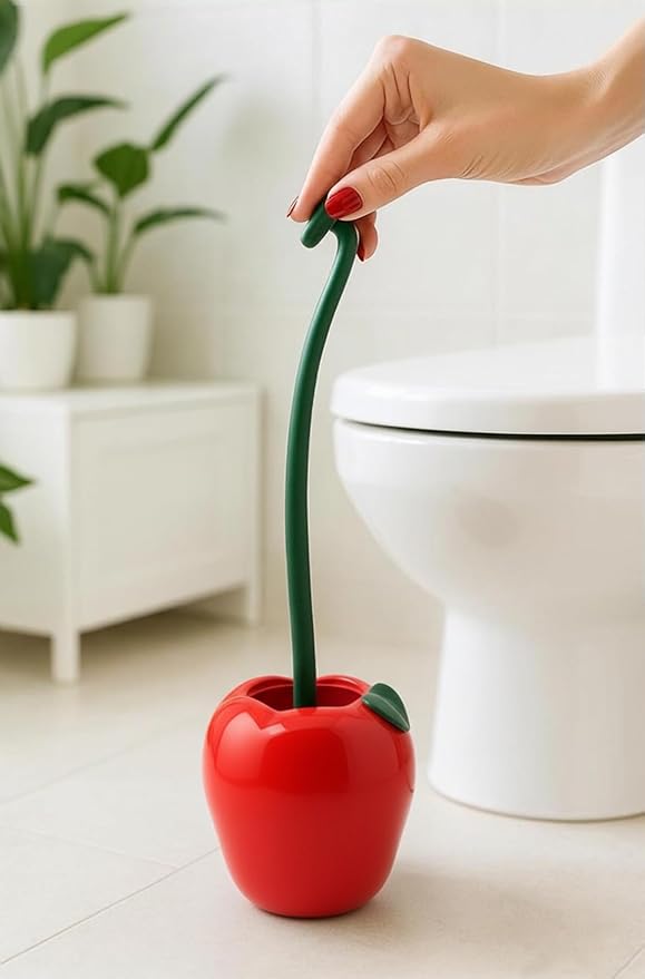 Deep & Sturdy Toilet Bowl Brush with Holder - Apple Bowl Brush - Durable Scrubbing - Toilet Cleaners - Household Essentials - Bathroom Cleaner - Cleaning Supplies - Household Supplies