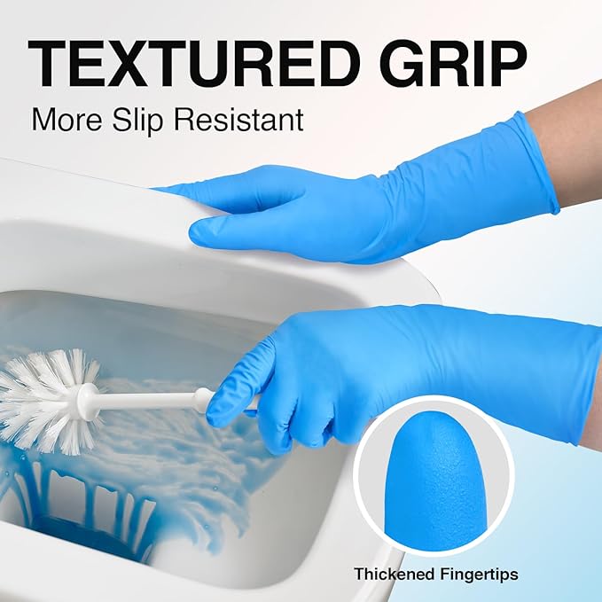 Schneider Nitrile Exam Gloves, Extended 12 Inches Cuff, X-Large, 1000-ct Box, 4 mil, Gloves Disposable Latex Free, Powder Free for Medical, Food Prep, Cleaning, Cooking, Blue