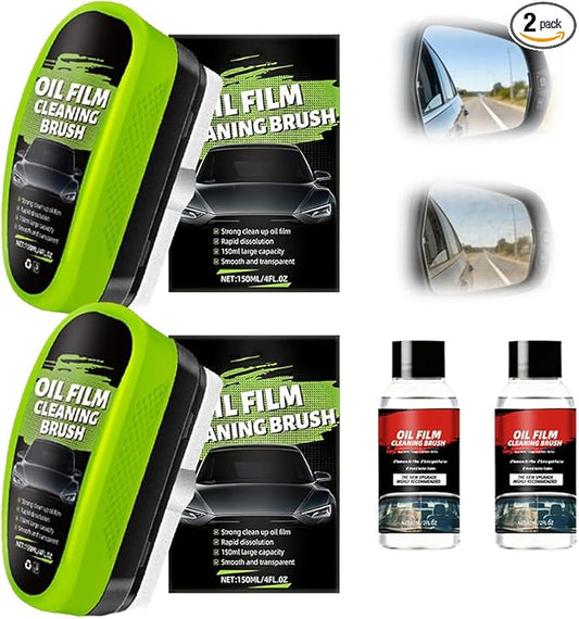 PVZXR Automotive Oil Film Cleaning Brush,Glass Cleaner, Car Windshield Cleaner, 150ml Automotive Oil Film Cleaning Brush - Preserve Clarity, Immediately See the Effects (2PCS)