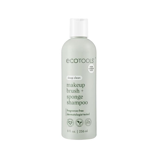 EcoTools Makeup Brush + Sponge Shampoo Cleanser, Deep Clean, Sulfate-Free, Fragrance-Free Brush Cleaner for Makeup Sponges & Tools, Vegan & Cruelty-Free, 8 fl. oz