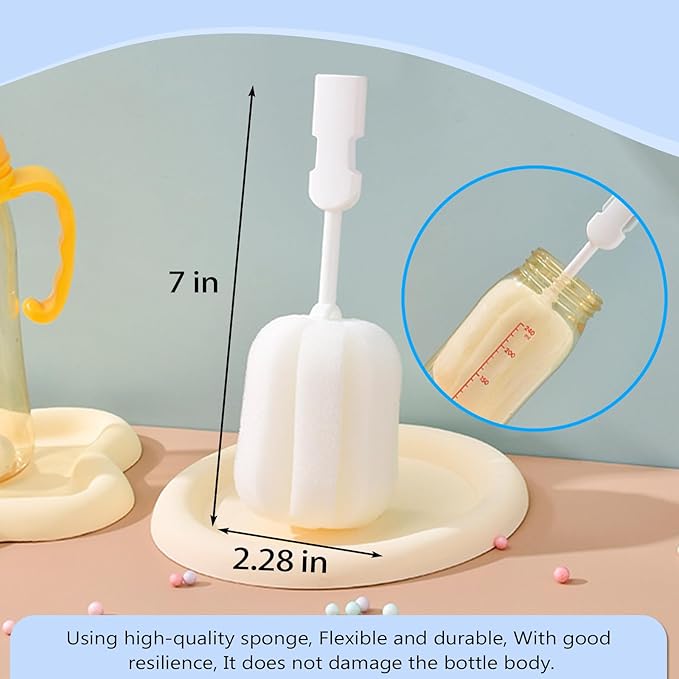 Bottle Brush Sponge Replacement Head 10 PCS Durable Soft Sponge Brush Head Environmental Protection Cup Cleaner Brush Refill Heads Without Handle (Sponge Brush Head 10PCS)