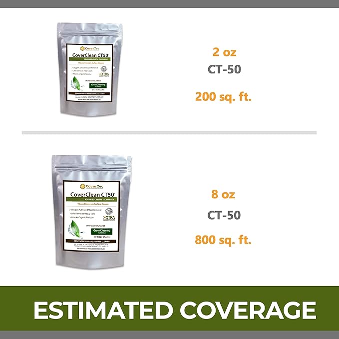 CoverTec Crystal Clean Tile Grout, Hard Surface Powerful Mold, Mildew, Grease, Oil, Stain Remover | Concentrated Cleaner, High pH, Citrus Fragrance 8oz, Prof Grade