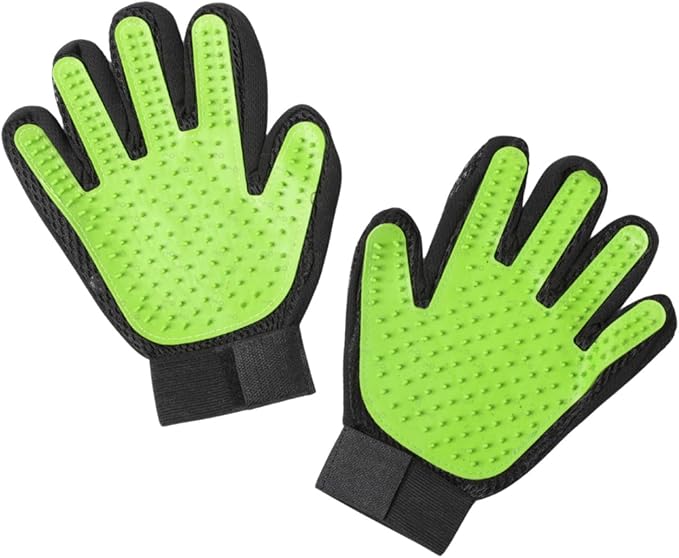 HappiTails Pet Grooming Gloves – 1 Pair – Deshedding & Bath Massage Mitts for Dogs & Cats – Choose from 5 Colors – Adjustable, Reusable & Easy to Clean (Lime Green)