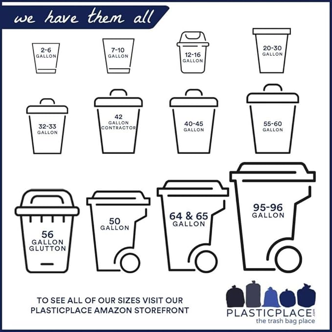 Plasticplace 40-45 Gallon Trash Bags, Heavy Duty Trash Can Liners: Black Trash Bags, 40 Gallon Trash Bags and 45 Gallon Trash Bags Heavy Duty 1.5 Mil, 40"x46" Size, 100 Count