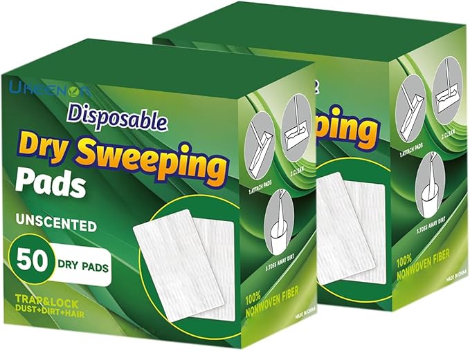 UKEENOR Dry Mop Refills 100 Counts Disposable Dusting Cloths Dry Sweeping Refills Dry Duster Cloths Mop Pads Floor Cloth Refills Electrostatic Cloths 7.8"x11.8" Extra Thick Box Packing