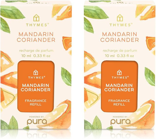 Thymes Pura Refills – 2 Pack of Oil Diffuser Scents – Long-Lasting Pura Diffuser Refills – Premium Home Fragrance – Notes of Mandarin, Coriander, Lemon & Warm Cedarwood (Mandarin Coriander, Pack of 2)