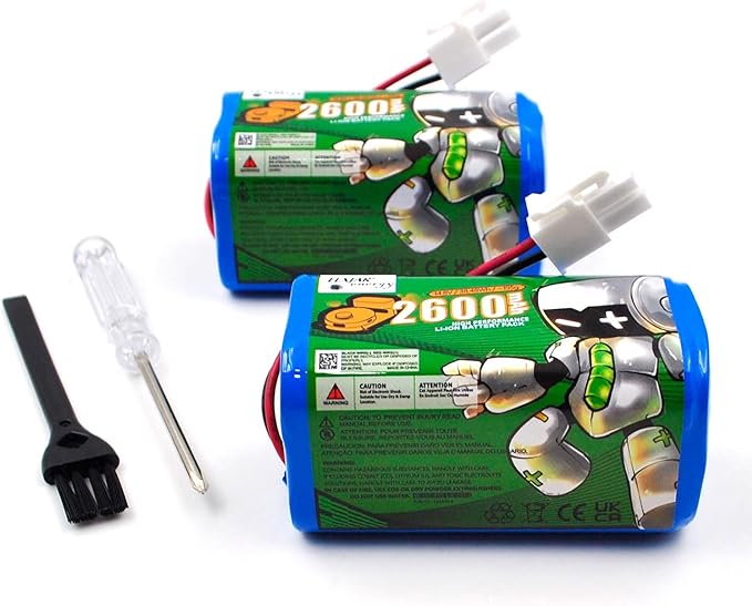 (2-Pack) 14.8V 2600mAh Li-ion Battery, Compatible with iLife A4 A4s A6 A7 A9 V3 V5 V5s V7 Series and Ecovacs Deebot V7 CEN660 CR120 CR130 DG800 X500 Zaco A6 A8 A9 Dibea D960 GT9 V780 4ICR19/65