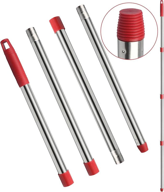GRAREND 4-Section Spin Mop Replacement Handle, Mop Handle Compatible with Ocedar Spin Mop, 2.5-to-5 Foot Easy Cleaning Floor Mop Stick for Floor Cleaning (Germany Screw)