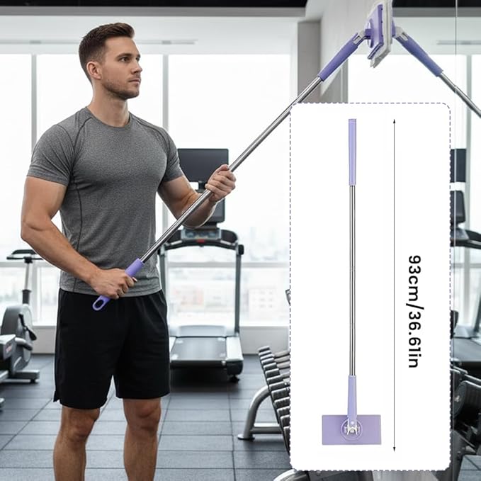 2026 Snap Grip Mini Mop Upgraded with 10 Pads| Zero Touch Hands-Free Cleaning Mop|27.5” & 36.5” Adjustable Handle Flat Dust Mop for Bathroom,Corners,Windows|No Wash, Wet & Dry Use (36.5”Purple)