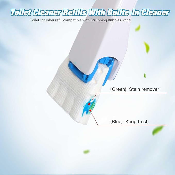 Toilet Cleaner Refill Pads 48ct Disposable Scrubber Refill Fresh Bowl Pads for Bathroom, Lemon Scent