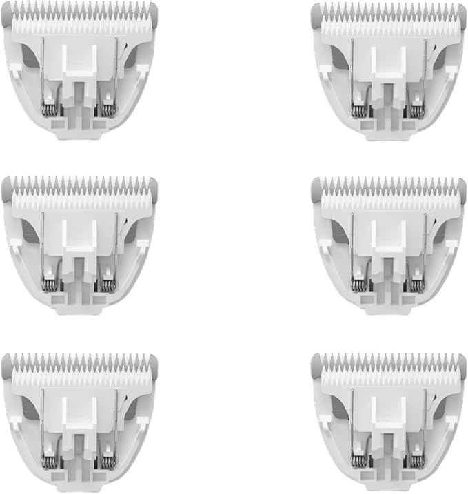 Grimgrow 6 Pack Ceramic Blades Replacement for Dog Grooming Clippers, Detachable Pet Clipper Blades for Dogs,Cats Hair Trimming