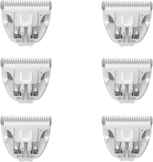 Grimgrow 6 Pack Ceramic Blades Replacement for Dog Grooming Clippers, Detachable Pet Clipper Blades for Dogs,Cats Hair Trimming
